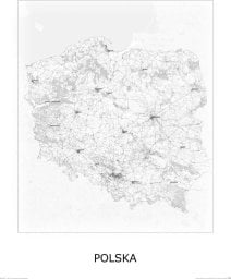 Iskry Polska, czaro-biała - mapa 50x70 cm