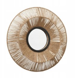 Dekoracyjne lustro w jutowej ramie ZAIKA, Ø 50 cm