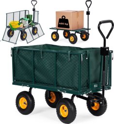 Wózek transportowy ogrodowy 400 kg do traktorka otwierane burty duże pompowane koła MultiGarden