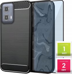 Etui do Moto G34 5G / G04 / G24 / G24 Power / E14 (Czarne, Karbon)   Szkło