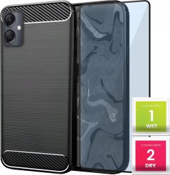 Hello Case Etui do Samsung Galaxy A05 / A05S (Czarne, Karbon, Pancerne)   Szkło 9H