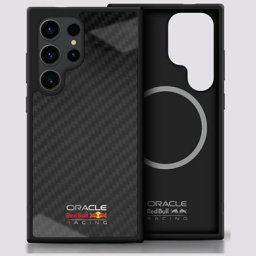 Red Bull Real Carbon Fiber Shiny Logo MagSafe Case for Samsung Galaxy S25 Ultra Black