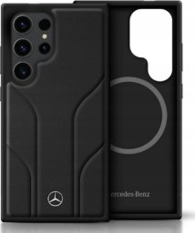 Mercedes Leather Debossed Lines MagSafe Case for Samsung Galaxy S25 Ultra Black