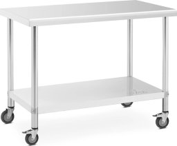 Royal Catering Stół metalowy gastronomiczny na kółkach z półką STAL 60 x 120 cm