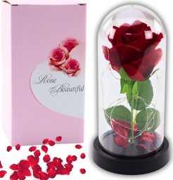 Wieczna Róża w Kopule z Oświetleniem LED Czerwona 21x11cm