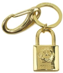 Guess, Guess, Lock, Metal Keyring, RW7421 P2201, Gold Unisex
