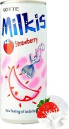 Milkis napój mleczny koreański truskawkowy bezalkoholowy gazowany o smaku strawberry puszka 250ml