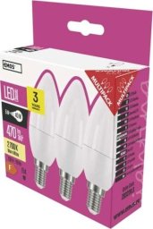 LED �ar�wka EMOS Lighting E14, 220-240V, 5W, 470lm, 2700k, ciep�a biel, 30000h, Classic Candle 102x35x35mm-3pack