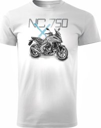 Koszulka z motocyklem na motor Honda NC 750 X NC750X męska biała REGULAR XL