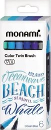 Pisaki dwustronne pędzelkowe 6kol Ocean MONAMI