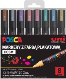 Markery plakatowe metliczne PC-5M 8 kolorów POSCA