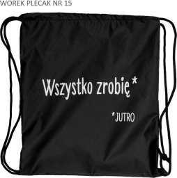 PAJACYK Worek plecak czarny Wszystko zrobię jutro