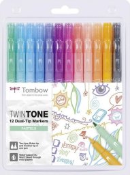 Markery dwustronne TwinTone pastelowe 12 kolorów