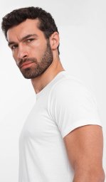 Męski klasyczny bawełniany T-shirt BASIC - biały V4 OM-TSBS-0146 4XL