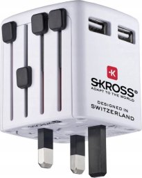Kelioninis tinklo kroviklis 2x USB lizdai 5V 2400 mA EU/US/UK/AU kistukai, SKROSS