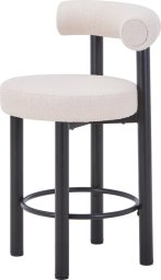 Hoker beżowy/czarne nogi/boucle 92x56x61 cm PEDRINO - II