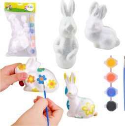 LeanToys Zestaw Do Malowania Styropianowych Ozdób 4 Zające Farby Pędzelek LEAN TOYS