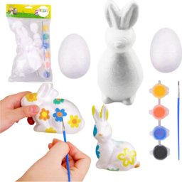 LeanToys Zestaw Do Malowania Styropianowych Ozdób Zając 2 Jajka Farby LEAN TOYS