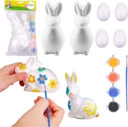 LeanToys Zestaw Do Malowania Styropianowych Ozdób 2 Zające 4 Jajka Farby LEAN TOYS