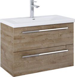 A857970808 / ROCA / KWADRO / SZAFKA ŁAZIENKOWA 80 CM Z 2 SZUFLADAMI, DO KOMPLETACJI Z UMYWALKĄ HEBE, DĄB CANELA / ZAMIENNIK 168958 /