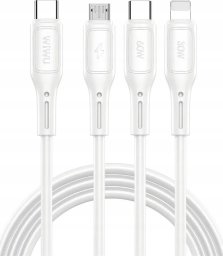 Kabel USB WiWU USB-C - USB-C + microUSB + Lightning 1 m Biały