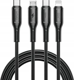 Kabel USB WiWU USB-C - USB-C + microUSB + Lightning 1 m Czarny
