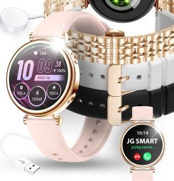 Smartwatch JG Smart SMARTWATCH DAMSKI ZEGAREK POLSKIE MENU ROZMOWY POWIADOMIENIA SPORT 4 PASKI