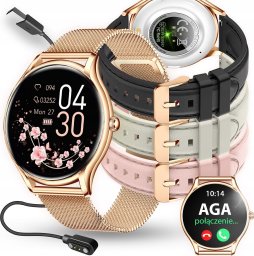 SMARTWATCH DAMSKI ZEGAREK PL MENU POWIADOMIENIA ROZMOWY SMART WATCH 4 PASKI