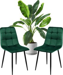 Zestaw 2 szt krzesło tapicerowane welurowe do salonu jadalni velvet loft butelkowa zieleń