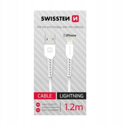 Kabel USB Swissten USB-A - Lightning 1.2 m Biały (8595217478138)