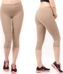 Legginsy damskie 3/4 krótkie Polskie bawełniane Getry Beżowe XL