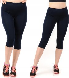 Legginsy damskie 3/4 krótkie Polskie bawełniane Getry Granatowe 4XL