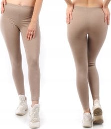 Legginsy damskie długie Polskie Getry Bawełniane Beżowe 4XL