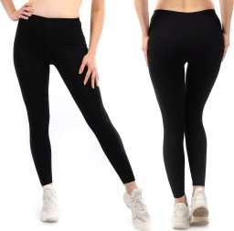 Legginsy damskie długie Polskie Getry Bawełniane Czarne 5XL