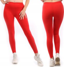 Legginsy damskie długie Polskie Getry Bawełniane Czerwone XXXL
