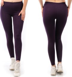 Legginsy damskie długie Polskie Getry Bawełniane Fioletowe 6XL