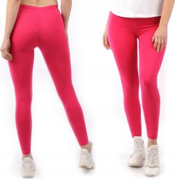 Legginsy damskie długie Polskie Getry Bawełniane Różowe XXXL