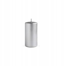 Świeca OPAL MET POŁYSK Walec średni 7xh14cm parafinowa srebrna