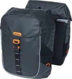 Sakwa miejska podwójna BASIL MILES TARPAULIN DOUBLE PANNIER BAG MIK 34L, MIK System (ready to go), 100% wodoodporna black orange (NEW 2025)