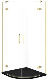 Cersanit SET C611 KABINA CITY PÓŁOKR ZŁOTA 80X80X195+TAKO SLIM CZARNY MAT WIR