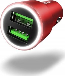 JSAUX szybka ładowarka samochodowa 2 USB-A QC 36W czerwona