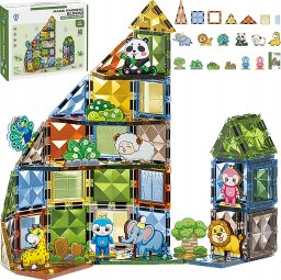 Konstrukcyjne Klocki Magnetyczne ZWIERZĘTA 82 El.