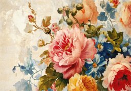 FOTOTAPETA KWIATY NA BETONIE DUŻE RÓŻE DO SYPIALNI SALONU TAPETA 150x105