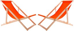 2X LEŻAK PLAŻOWY OGRODOWY DREWNIANY SKŁADANY WOODOK pomarańczowa tkanina