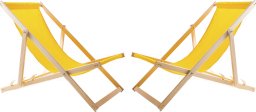 2X LEŻAK PLAŻOWY OGRODOWY DREWNIANY SKŁADANY WOODOK żółta tkanina