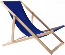LEŻAK PLAŻOWY OGRODOWY DREWNIANY SKŁADANY WOODOK chabrowa tkanina