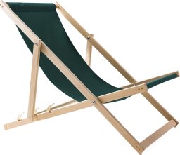 LEŻAK PLAŻOWY OGRODOWY DREWNIANY SKŁADANY WOODOK zielona tkanina