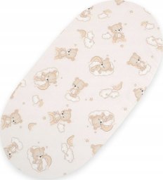Prześcieradło bawełniane do kosza Mojżesza Boho wózka gondoli 75x35 cm - Rainbow beige bear