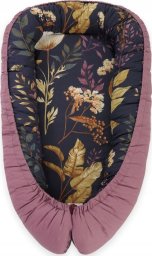 Kokon niemowlęcy dwustronny kojec otulacz Premium BOBONO- floristic granat/ róż retro