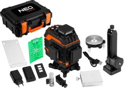 Laser 3D, 16 linii, zielony, walizka, tarcza celownicza, magnetyczny uchwyt, ładowarka